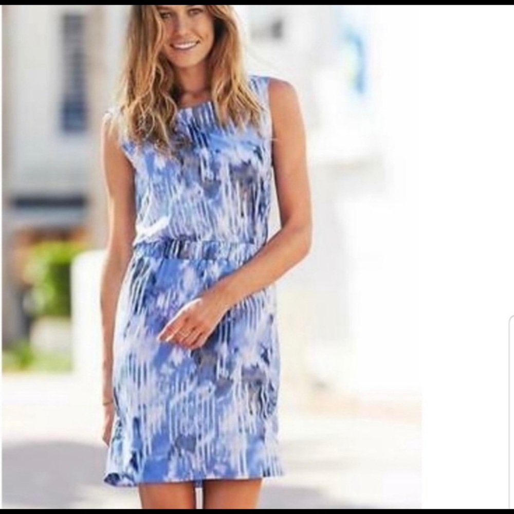 Athleta blue and white pattern tank mini dress
